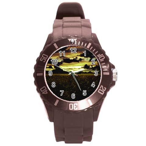 Dark Meadow Landscape  Plastic Sport Watch (Large) from ArtsNow.com Front