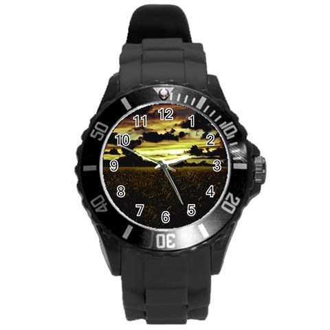 Dark Meadow Landscape  Plastic Sport Watch (Large) from ArtsNow.com Front