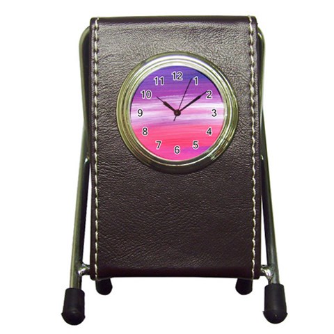 Abstract In Pink & Purple Stationery Holder Clock from ArtsNow.com Front