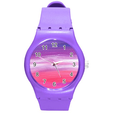 Abstract In Pink & Purple Plastic Sport Watch (Medium) from ArtsNow.com Front