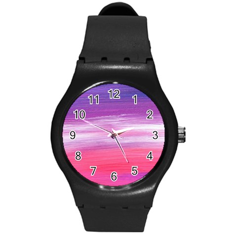 Abstract In Pink & Purple Plastic Sport Watch (Medium) from ArtsNow.com Front