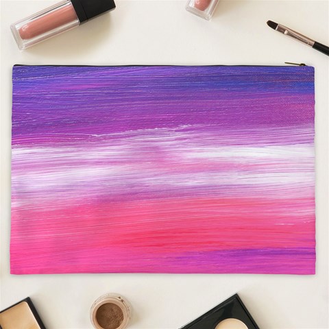 Abstract In Pink & Purple Cosmetic Bag (XXL) from ArtsNow.com Back