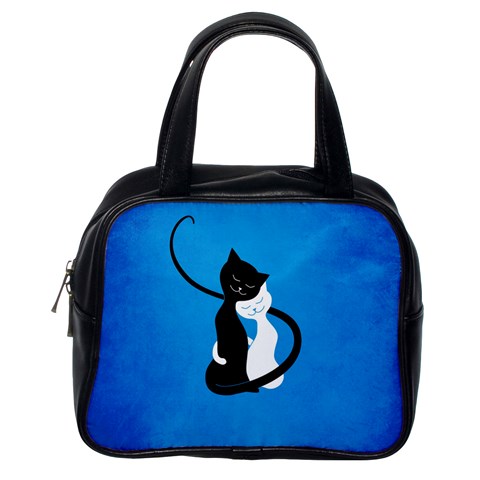 Blue White And Black Cats In Love Classic Handbag (One Side) from ArtsNow.com Front