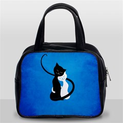 Blue White And Black Cats In Love Classic Handbag (Two Sides) from ArtsNow.com Front