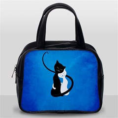 Blue White And Black Cats In Love Classic Handbag (Two Sides) from ArtsNow.com Back