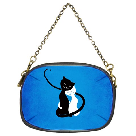 Blue White And Black Cats In Love Chain Purse (One Side) from ArtsNow.com Front