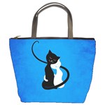 Blue White And Black Cats In Love Bucket Handbag