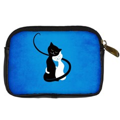 Blue White And Black Cats In Love Digital Camera Leather Case from ArtsNow.com Back