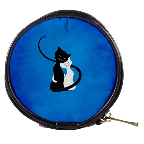 Blue White And Black Cats In Love Mini Makeup Case from ArtsNow.com Front