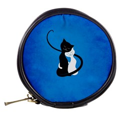 Blue White And Black Cats In Love Mini Makeup Case from ArtsNow.com Back