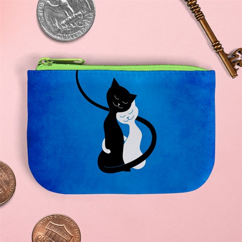 Blue White And Black Cats In Love Coin Change Purse from ArtsNow.com Front