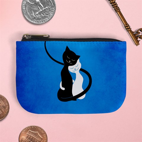 Blue White And Black Cats In Love Coin Change Purse from ArtsNow.com Front