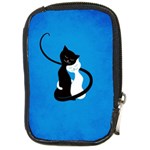 Blue White And Black Cats In Love Compact Camera Leather Case