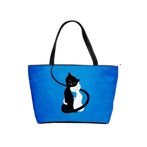 Blue White And Black Cats In Love Large Shoulder Bag from ArtsNow.com Front