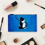 Blue White And Black Cats In Love Cosmetic Bag (Small)