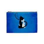 Blue White And Black Cats In Love Cosmetic Bag (Medium)