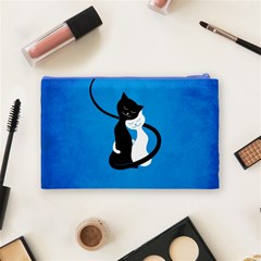 Blue White And Black Cats In Love Cosmetic Bag (Medium) from ArtsNow.com Back