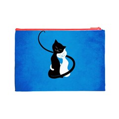 Blue White And Black Cats In Love Cosmetic Bag (Large) from ArtsNow.com Back