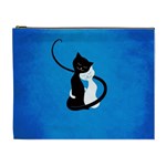 Blue White And Black Cats In Love Cosmetic Bag (XL)