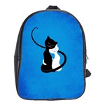 Blue White And Black Cats In Love School Bag (Large)