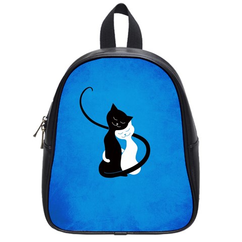 Blue White And Black Cats In Love School Bag (Small) from ArtsNow.com Front