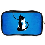 Blue White And Black Cats In Love Travel Toiletry Bag (Two Sides)