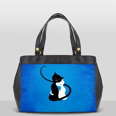 Blue White And Black Cats In Love Oversize Office Handbag (One Side) from ArtsNow.com Front