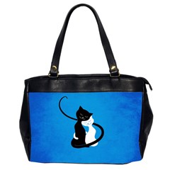 Blue White And Black Cats In Love Oversize Office Handbag (Two Sides) from ArtsNow.com Front