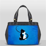 Blue White And Black Cats In Love Oversize Office Handbag (Two Sides)