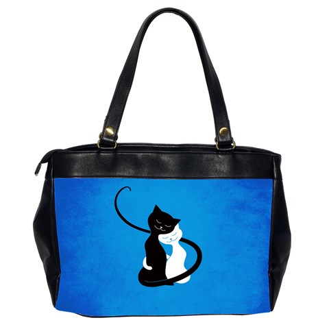 Blue White And Black Cats In Love Oversize Office Handbag (Two Sides) from ArtsNow.com Back