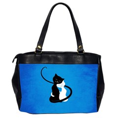 Blue White And Black Cats In Love Oversize Office Handbag (Two Sides) from ArtsNow.com Back