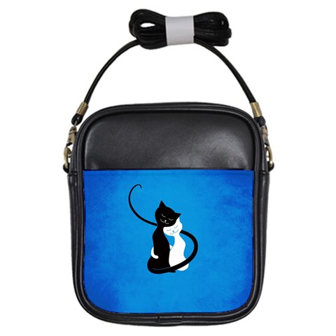 Blue White And Black Cats In Love Girl s Sling Bag from ArtsNow.com Front