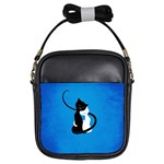 Blue White And Black Cats In Love Girl s Sling Bag