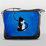 Blue White And Black Cats In Love Messenger Bag