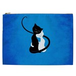 Blue White And Black Cats In Love Cosmetic Bag (XXL)