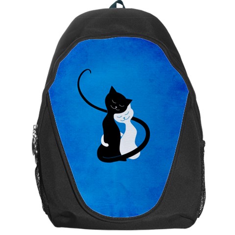 Blue White And Black Cats In Love Backpack Bag from ArtsNow.com Front