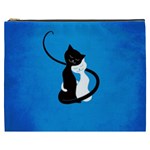 Blue White And Black Cats In Love Cosmetic Bag (XXXL)