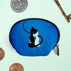 Blue White And Black Cats In Love Accessories Pouch (Small) from ArtsNow.com Front