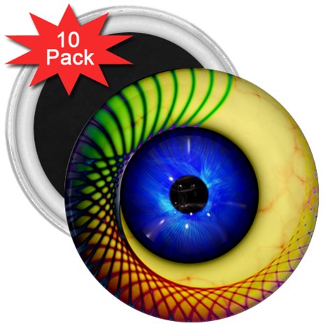 Eerie Psychedelic Eye 3  Button Magnet (10 pack) from ArtsNow.com Front