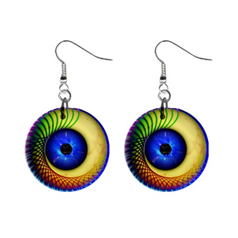 Eerie Psychedelic Eye Mini Button Earrings from ArtsNow.com Front