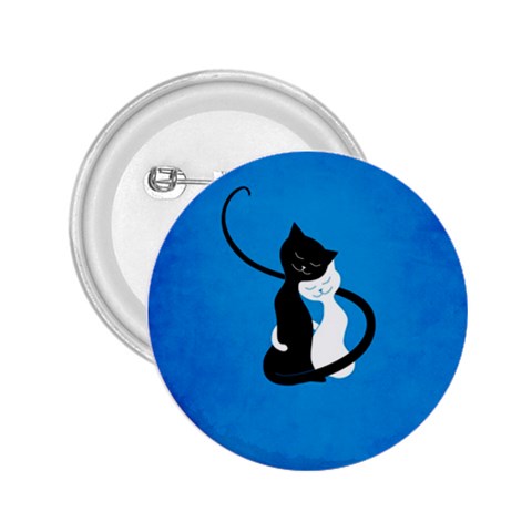 Blue White And Black Cats In Love 2.25  Button from ArtsNow.com Front