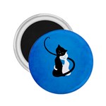 Blue White And Black Cats In Love 2.25  Button Magnet