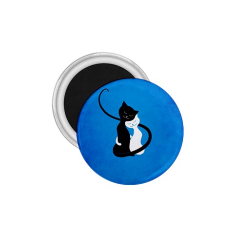 Blue White And Black Cats In Love 1.75  Button Magnet from ArtsNow.com Front