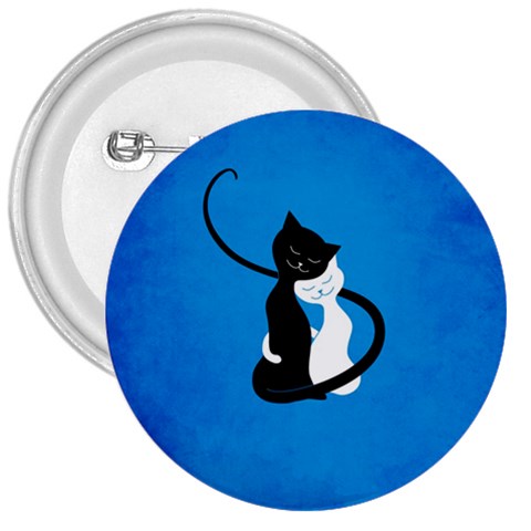 Blue White And Black Cats In Love 3  Button from ArtsNow.com Front