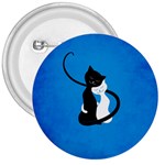 Blue White And Black Cats In Love 3  Button