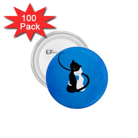 Blue White And Black Cats In Love 1.75  Button (100 pack) from ArtsNow.com Front