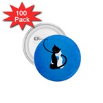 Blue White And Black Cats In Love 1.75  Button (100 pack)