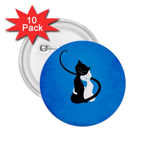 Blue White And Black Cats In Love 2.25  Button (10 pack) from ArtsNow.com Front