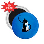 Blue White And Black Cats In Love 2.25  Button Magnet (10 pack)