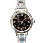 Skull Poster Background Round Italian Charm Watch